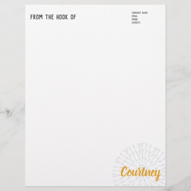 Custom Color Crochet Chart Letterhead (Front)