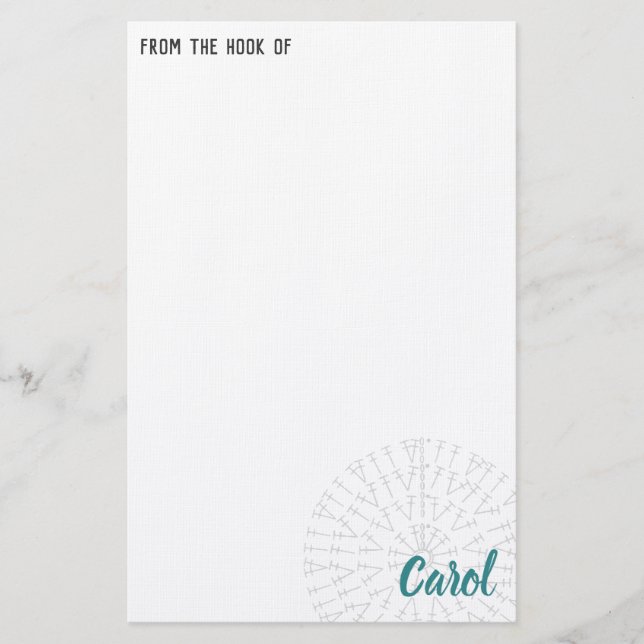 Custom Color Crochet Chart Stationery (Front)