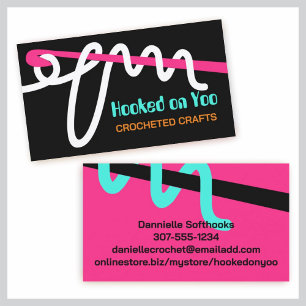 Custom color crochet hook loopy yarn business card