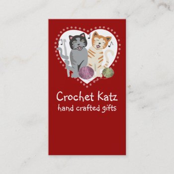 Custom Color Crochet Hook Yarn Cats Business Card by KnittingandSewing at Zazzle