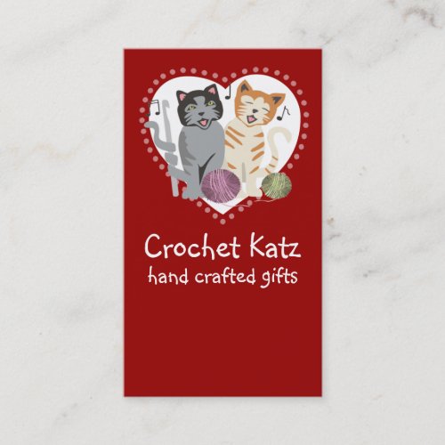 Custom color crochet hook yarn cats business card