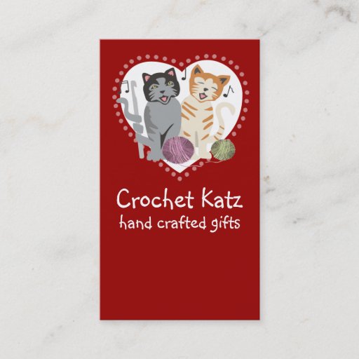 Customizable Custom color crochet hook yarn cats business card