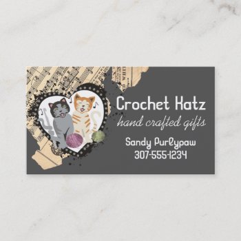 Custom Color Crochet Hook Yarn Singing Cats Business Card by KnittingandSewing at Zazzle