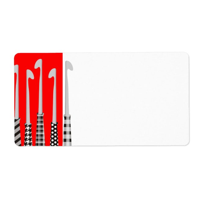 custom color crochet hooks patterns black white label (Front)