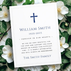 Custom color cross funeral sympathy thank you card