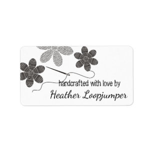 Custom color cross stitch flowers embroidery label