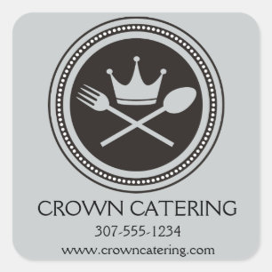 Custom color crown spoon fork chef foodie catering square sticker