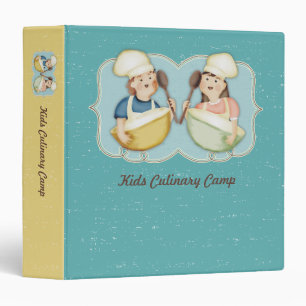 Custom color cute girl boy chef kids cookbook 3 ring binder