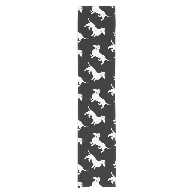 Custom Color Dachshund Pattern Short Table Runner (Front)