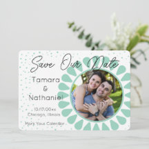 Custom Color Daisy Photo Frame Save Our Date Card