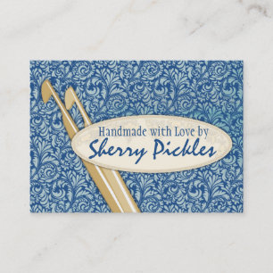 Custom color damask knitting needles crochet hooks business card