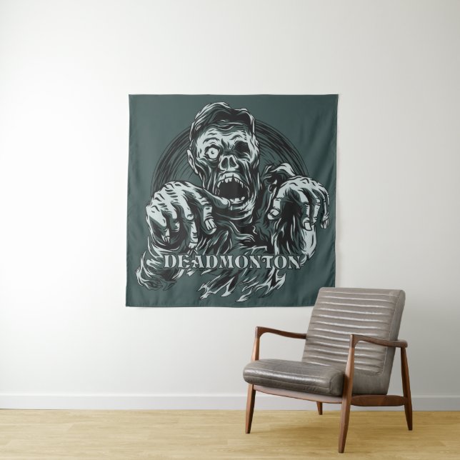 Custom color DEADMONTON Zombie tapestry (In Situ)