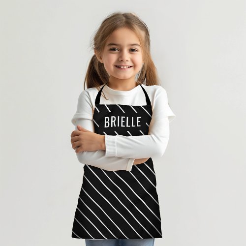 Custom Color Diagonal Stripe Personalized Name Apron