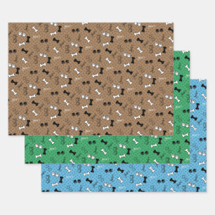 Custom Color, Dog Print Wrapping Paper Sheet Set