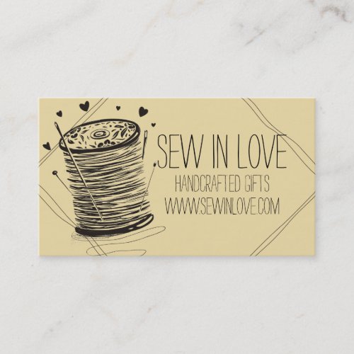 Custom color doodle spool of thread sewing pins business card