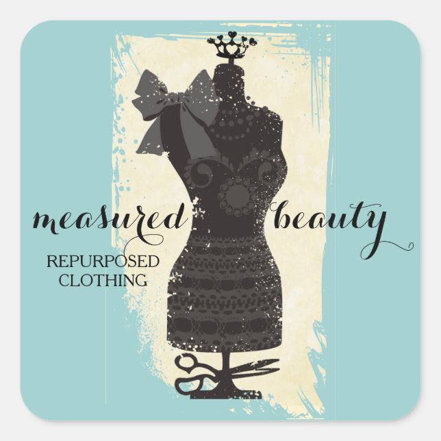 custom color dress dummy fashion mannequin sewing square sticker (Front)