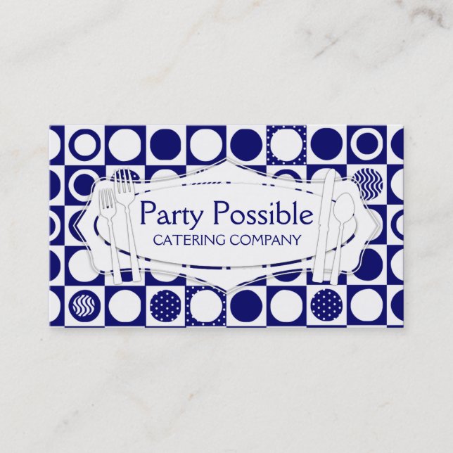 Custom color eating utensils chef catering card (Front)