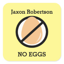 Custom Color Egg Allergy Alert Personalized Kids Square Sticker