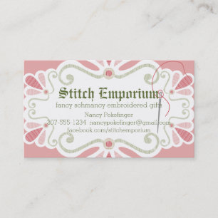 Custom color embroidery needle thread sewing business card