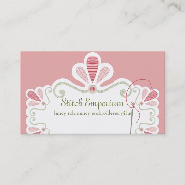 Custom color embroidery needle thread sewing business card | Zazzle