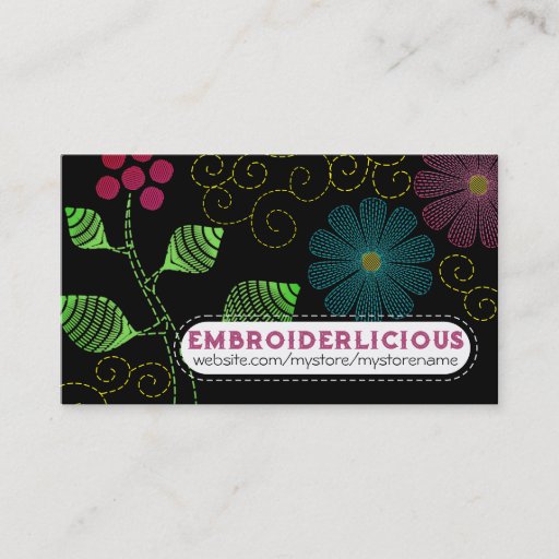 Customizable Custom color embroidery sewing stitches flowers business cards