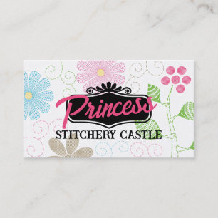 Custom color embroidery sewing stitches flowers business card