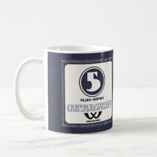 Custom color employee 5 years of service award coffee mug