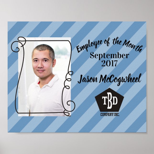 Custom color employee of the month certificate poster (Front)