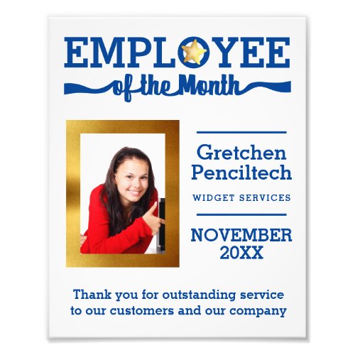 Custom color employee of the month photo award