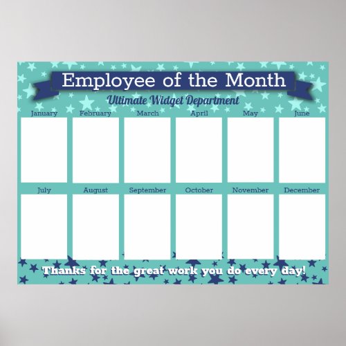 Custom color employee of the month photo display p poster