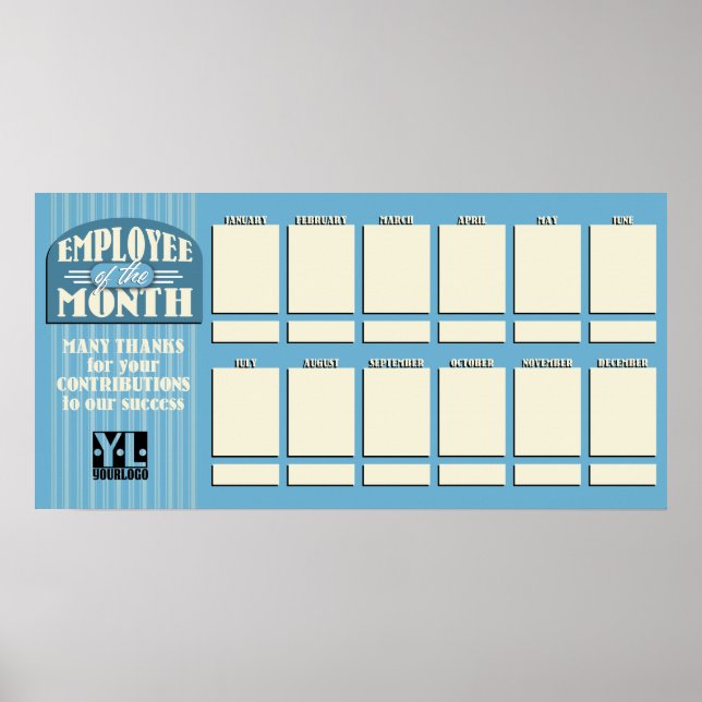 Custom color employee of the month photo display poster (Front)