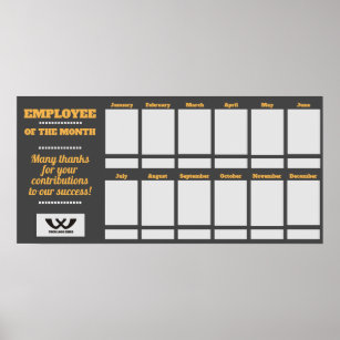 Custom color employee of the month photo display poster