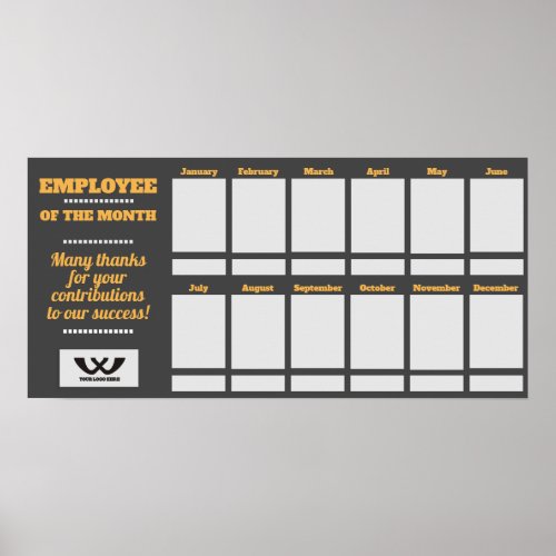 Custom color employee of the month photo display poster