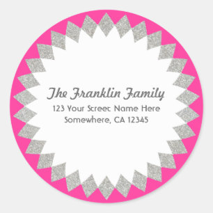 Custom Color Faux Glitter Address Label Sticker