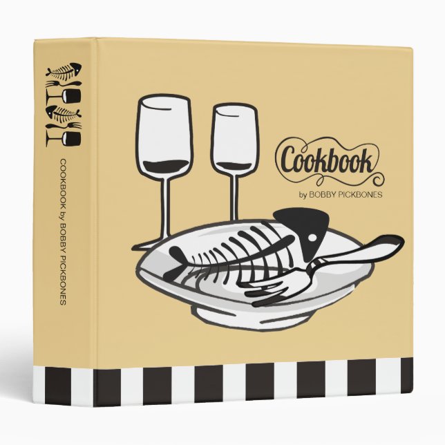 custom color fish bones plates chef catering binder (Front/Spine)
