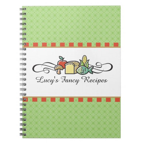 Custom color fish fruit vegetable chef catering notebook