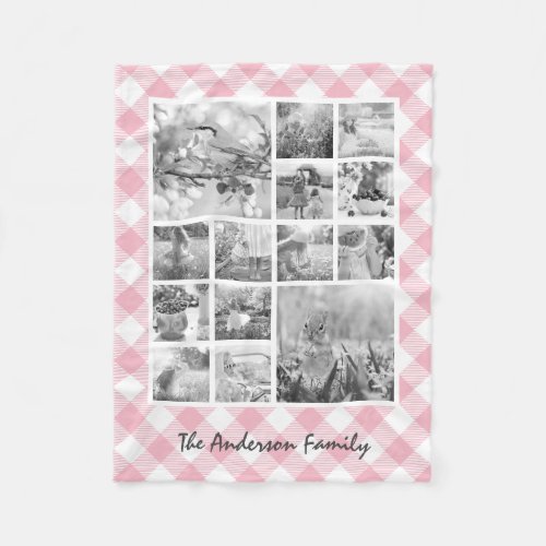 Custom Color Flanel Plaid Photo Collage Baby Girl Fleece Blanket - Create your own personalized 14 photo collage fleece blanket with your custom images and name. Add your favorite photos, designs or artworks to create something really unique. To edit this design template, upload your own image as shown above. You can even add more text or images, customize fonts and background color.
Treat yourself or make the perfect gift for family, friends, parents and grandparents!