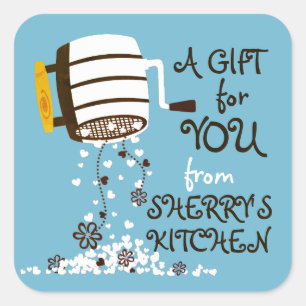 Custom color flour sifter from the kitchen of square sticker