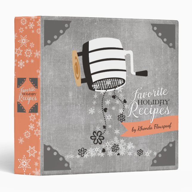 Custom color flour sifter holiday recipe binder (Front/Spine)