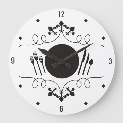custom color fluer de lis plate fork kitchen clock