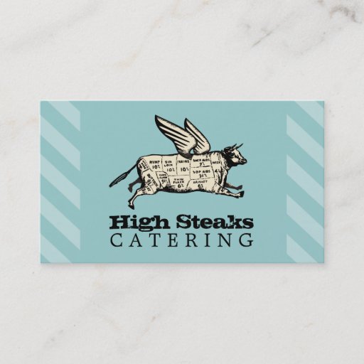 Customizable custom color flying cow beef cuts chef catering business cards