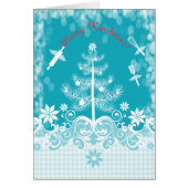 Custom color flying utensils baking Christmas card (Front)