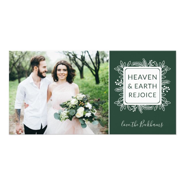 Custom Color Foliage Frame | Green | Holiday Card (Front)