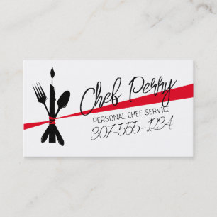 custom color fork spoon candle bow dining business card