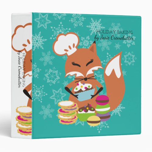 Custom color fox pastry chef Christmas cookbook Binder