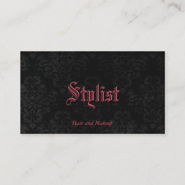 Custom Color French Gothic Damask Stylist Template Business Card (Front)