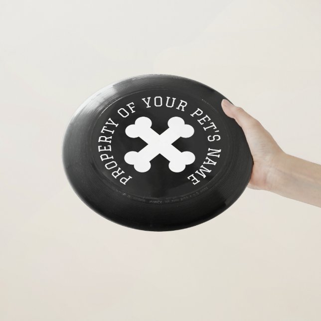 Custom color frisbee with cross bones and pet name (In Hand)