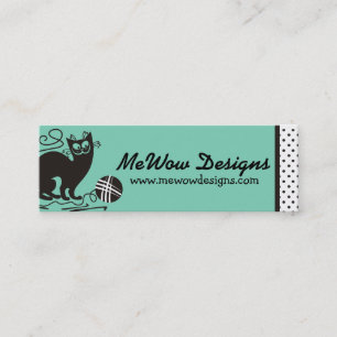 Custom color funny black cat crochet hooks yarn mini business card
