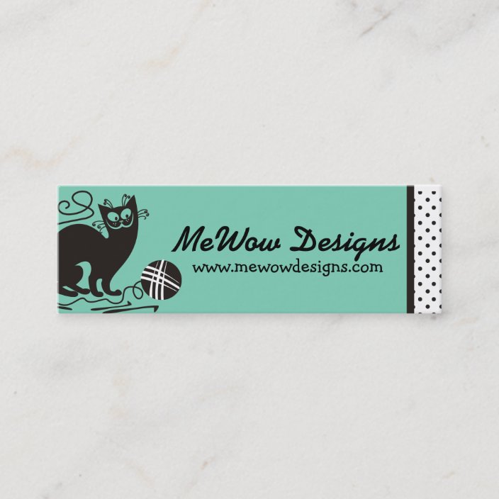 Custom Color Funny Black Cat Crochet Hooks Yarn Mini Business Card