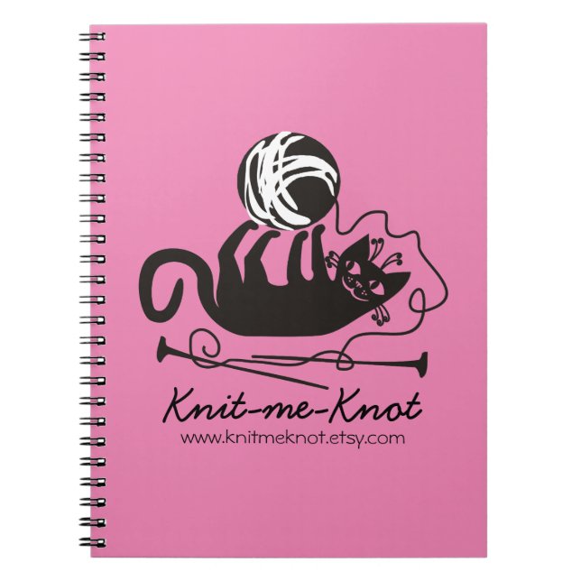 Custom color funny black cat knitting needles yarn notebook (Front)